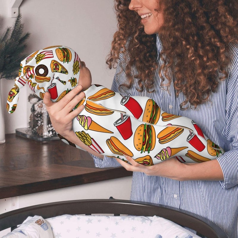 Figtihw Pizza Swaddle Blankets Newborn Receiving Blanket Baby Swaddle Wrap Soft Sleeping Sack for Baby Girls Boys - Image 4